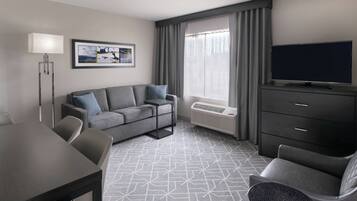 32-inch flat-screen TV with satellite channels, TV