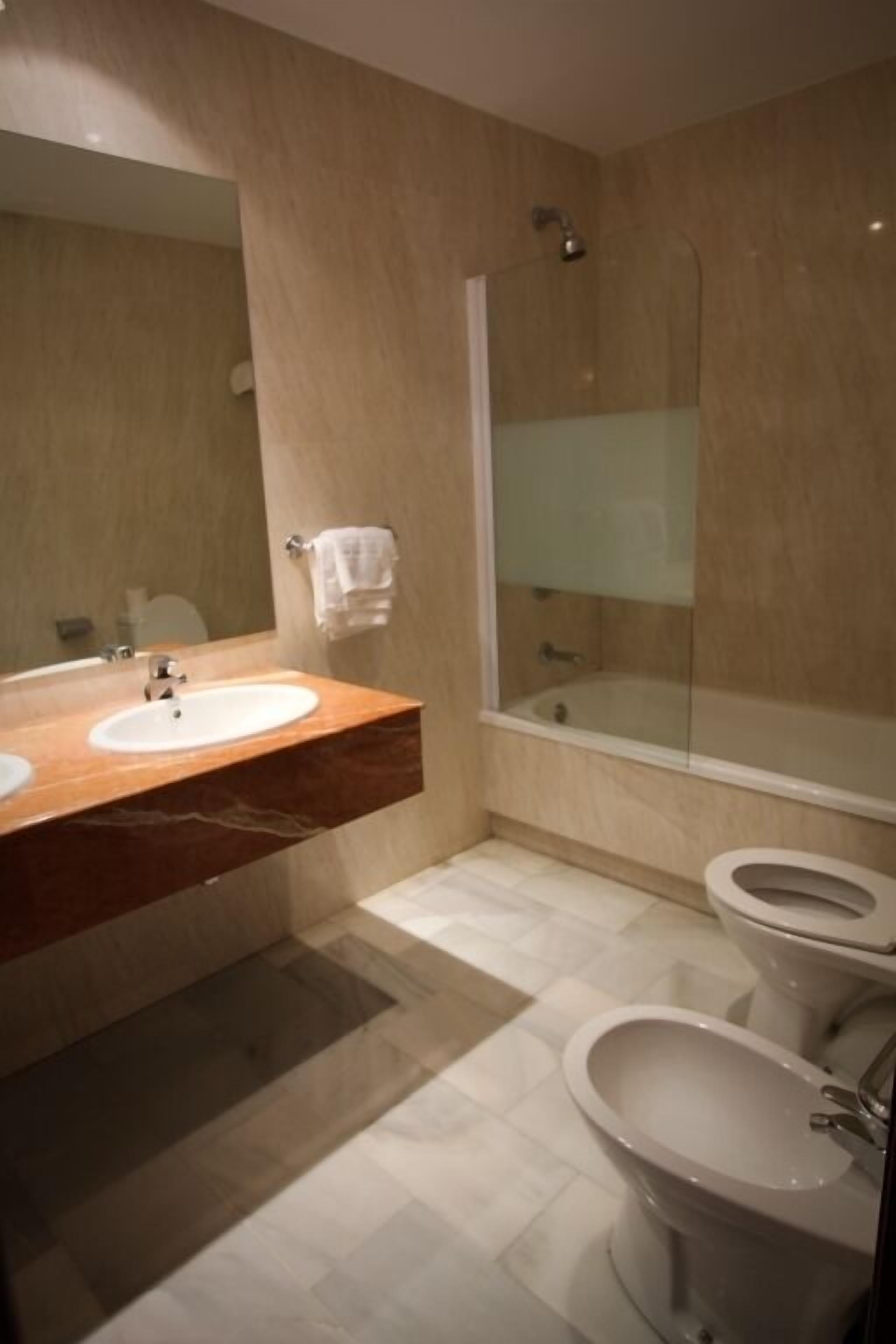 free toiletries, hair dryer, towels