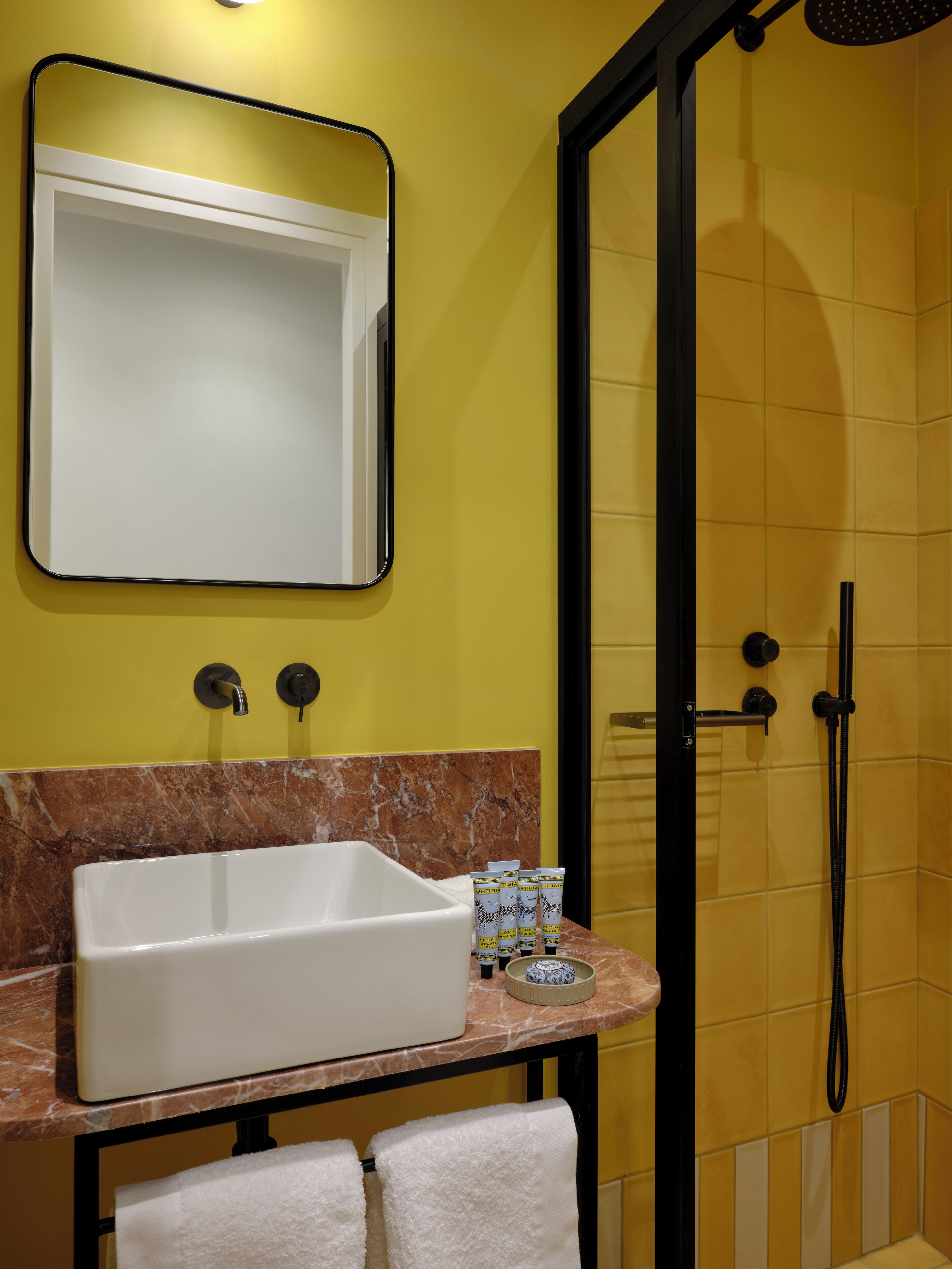 superior double room | bathroom | shower, free toiletries, hair dryer, slippers