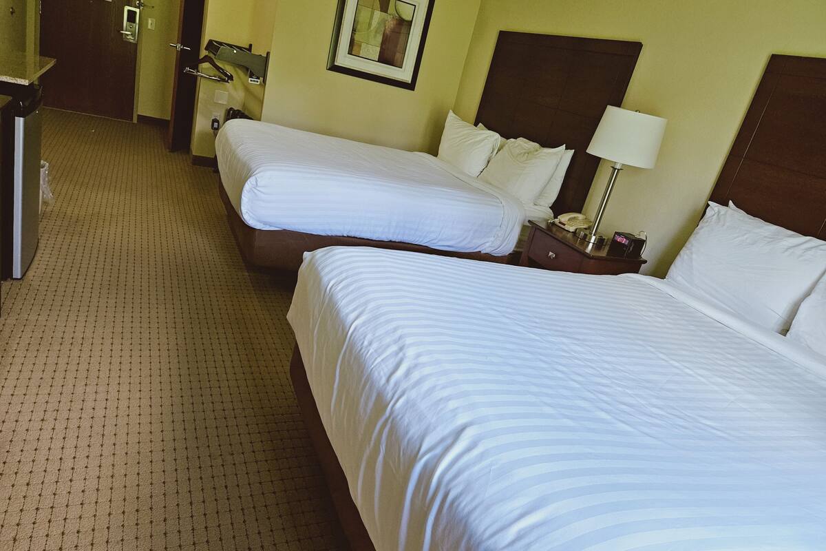 room, 2 queen beds, accessible, non smoking | in-room safe, desk, laptop workspace, iron/ironing board