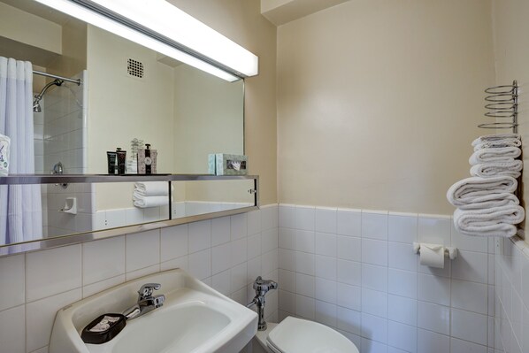 A bathroom with a sink, toilet, and a mirror above the sink.