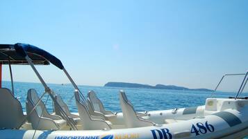 A boat with the number 486 and the words "IMPORTANTE RESORT" on its side.