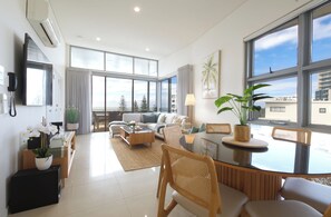 2 Bedroom Penthouse with Ocean Views | Living area | TV, DVD player