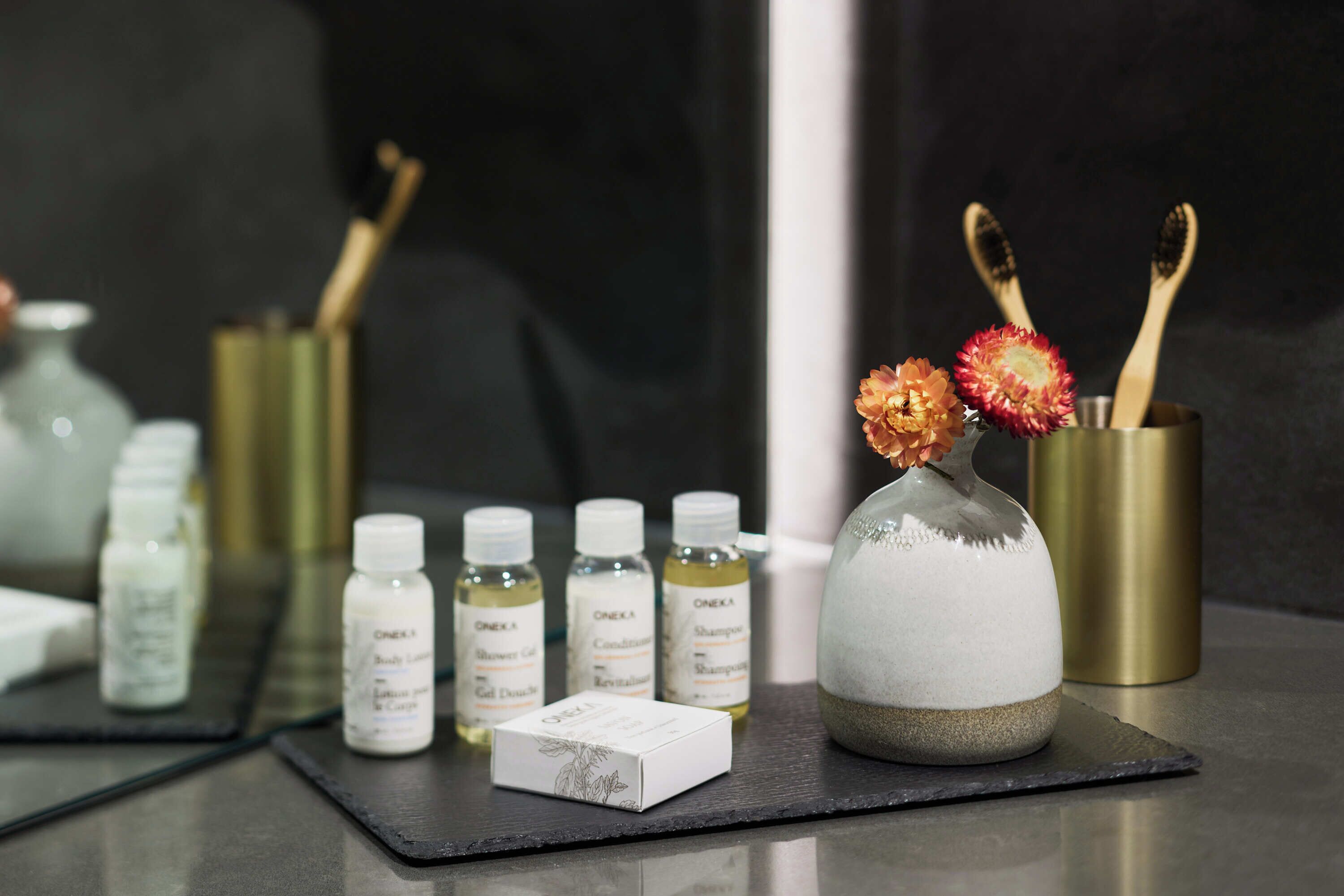 suite exécutive | bathroom | rainfall showerhead, free toiletries, hair dryer, bathrobes