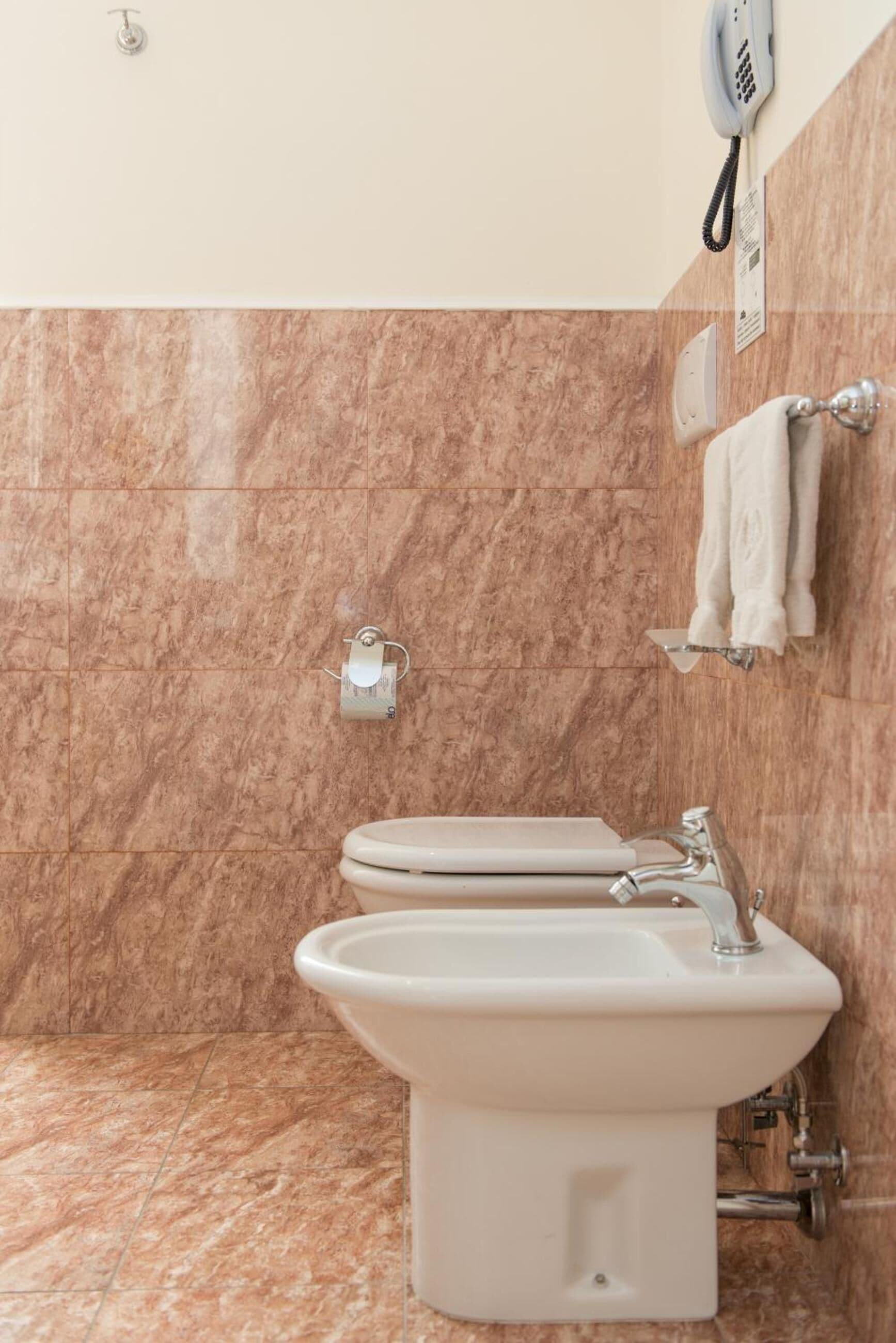 free toiletries, hair dryer, slippers, bidet