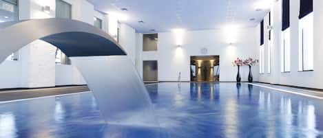 Indoor pool, open 7:00 AM to 11:00 PM, sun loungers