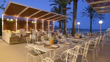 Lunch, dinner served; Mediterranean cuisine, beach views
