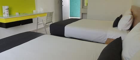 Standard Room, 2 Double Beds | Desk, soundproofing, iron/ironing board, free WiFi