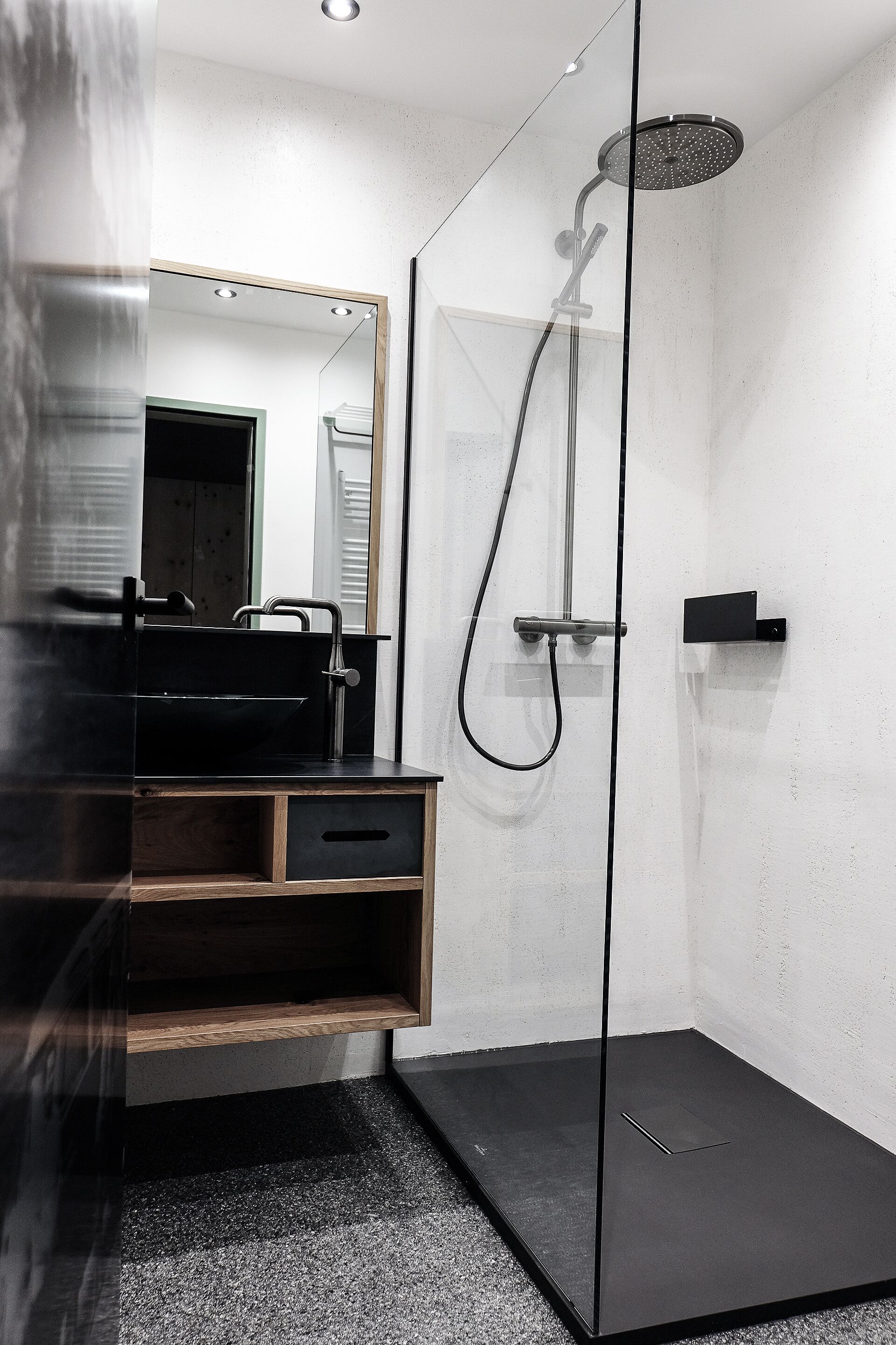 shower, rainfall showerhead, designer toiletries, hair dryer