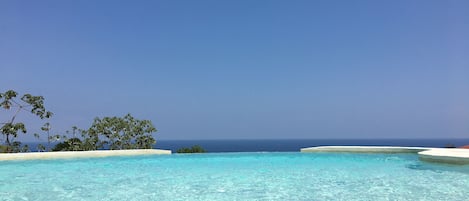 Outdoor pool, sun loungers