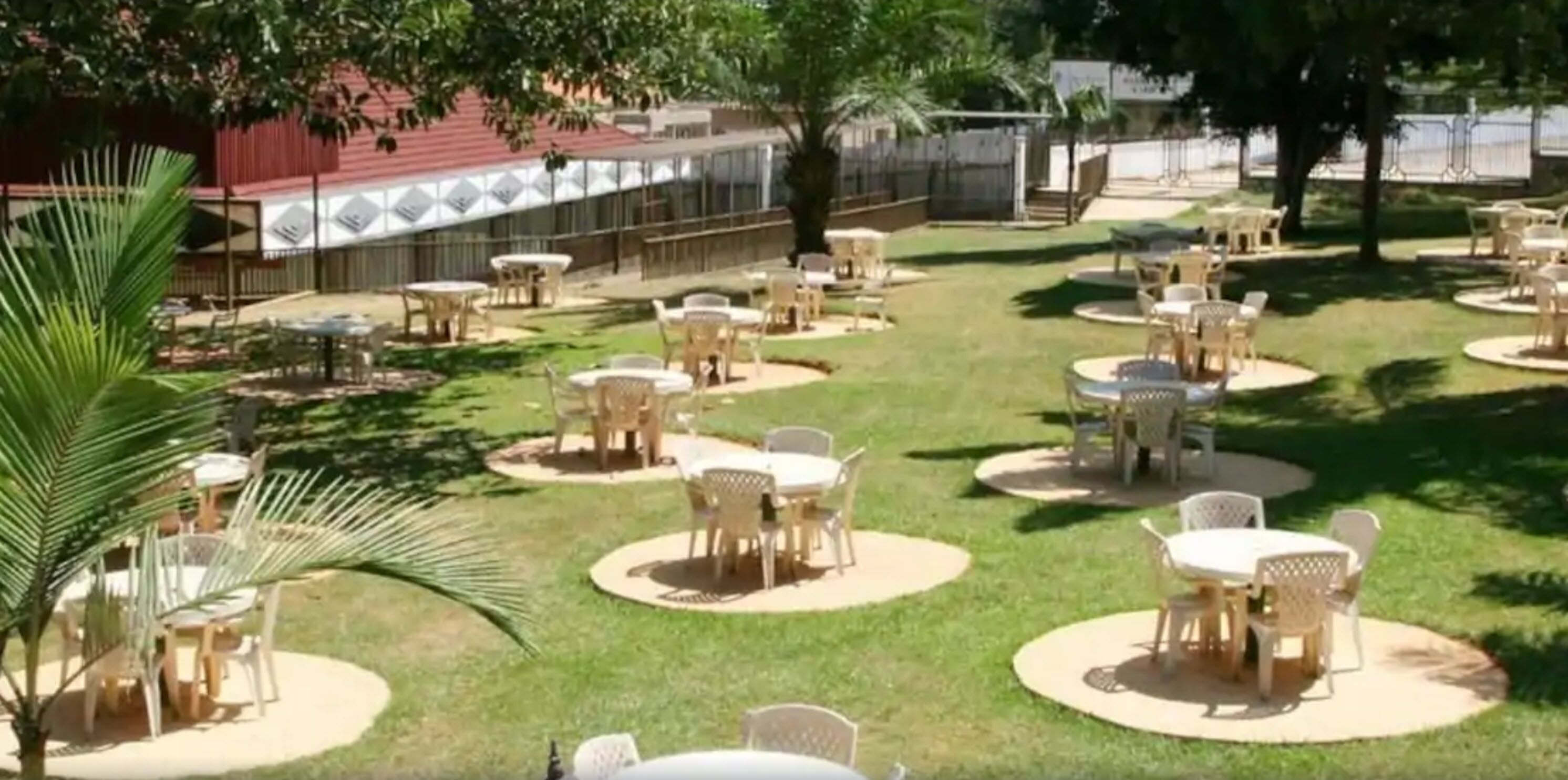 outdoor banquet area