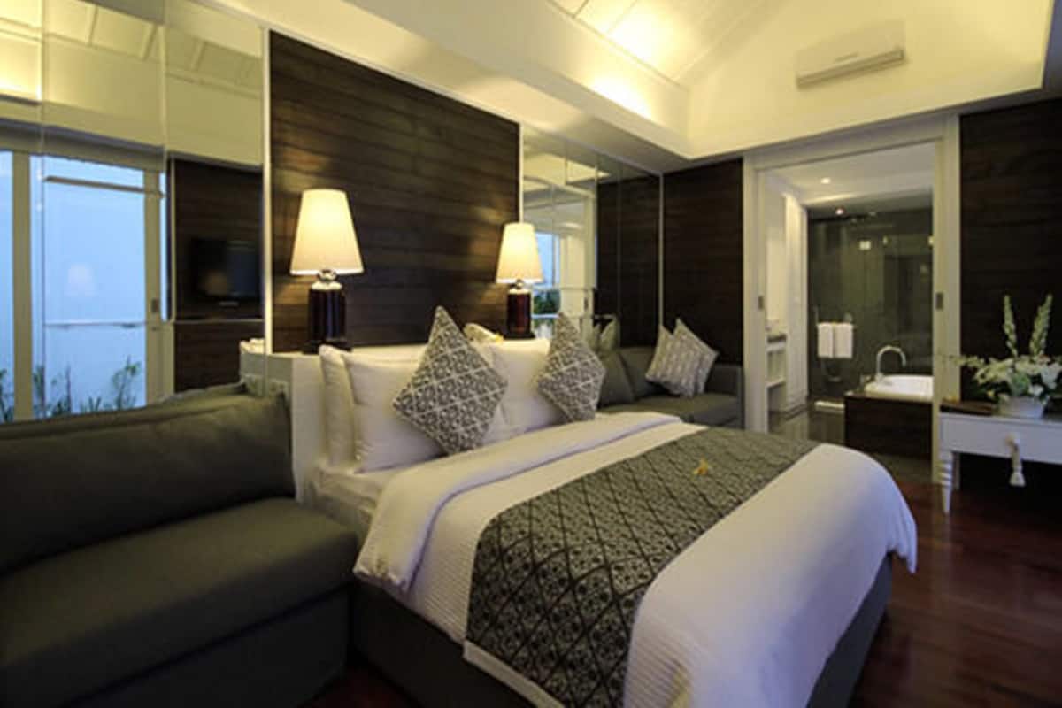 Edredón, camas Select Comfort y minibar