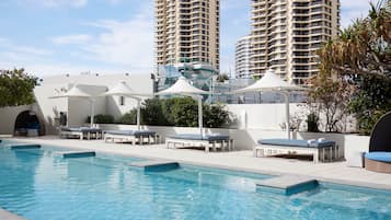 Indoor pool, 4 outdoor pools, open 6:00 AM to 10:00 PM, sun loungers