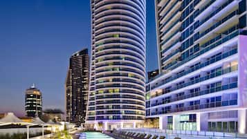 Indoor pool, 4 outdoor pools, open 6:00 AM to 10:00 PM, pool loungers