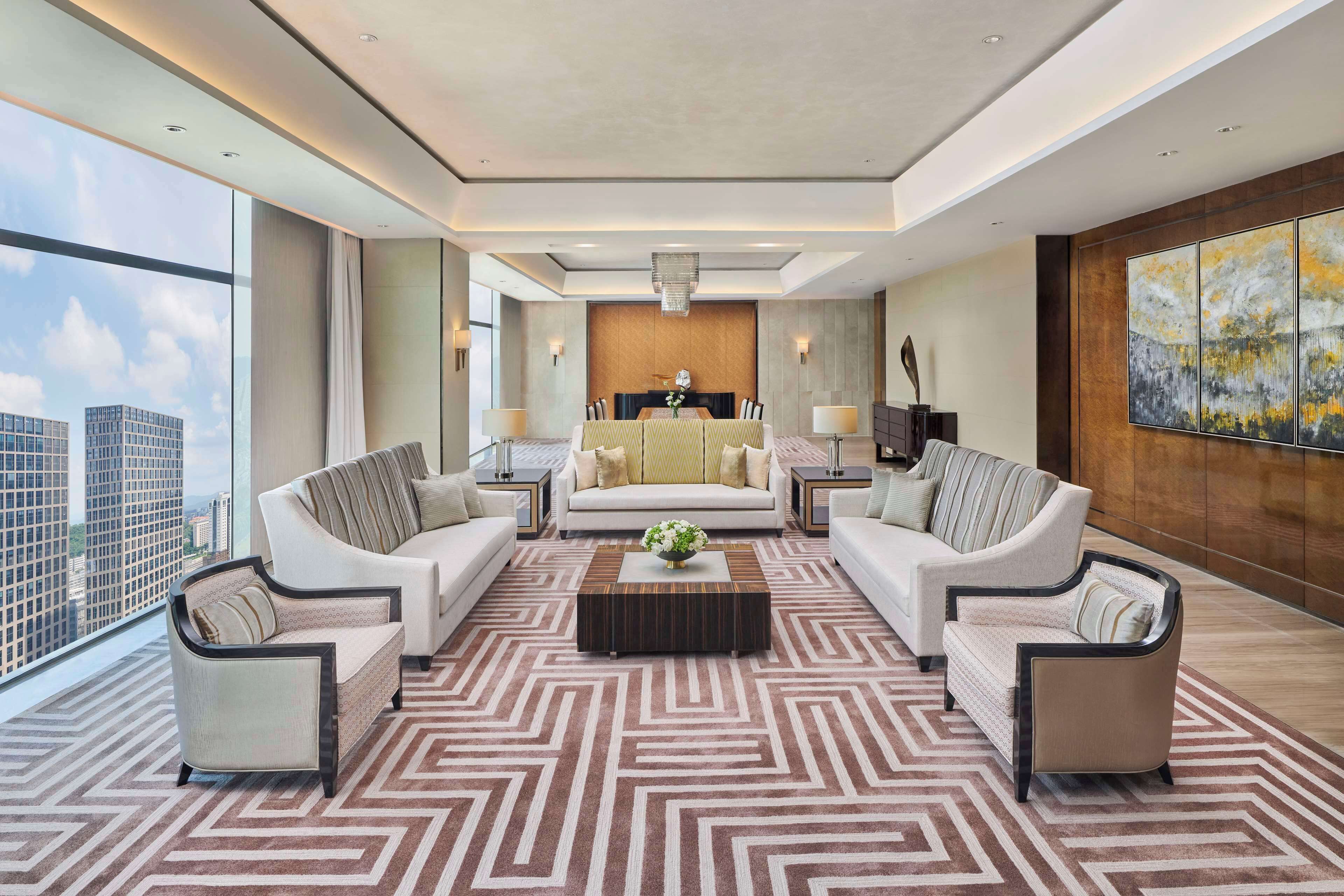 presidential suite, club lounge access | living area | 55-inch lcd tv with satellite channels, tv