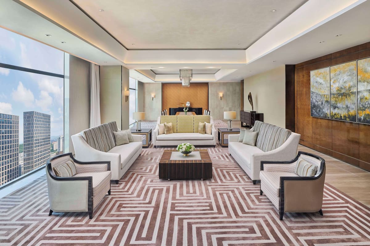 presidential suite, club lounge access | living area | 55-inch lcd tv with satellite channels, tv