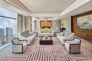 Presidential Suite, Club lounge access | Living area | 55-inch LCD TV with satellite channels, TV