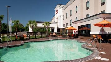 Outdoor pool, open 6:00 AM to 6:00 PM, pool umbrellas, sun loungers