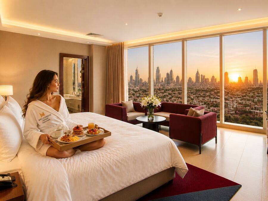 Chambre Premium, 1 trĂšs grand lit (Skyline View) | Vue sur la ville