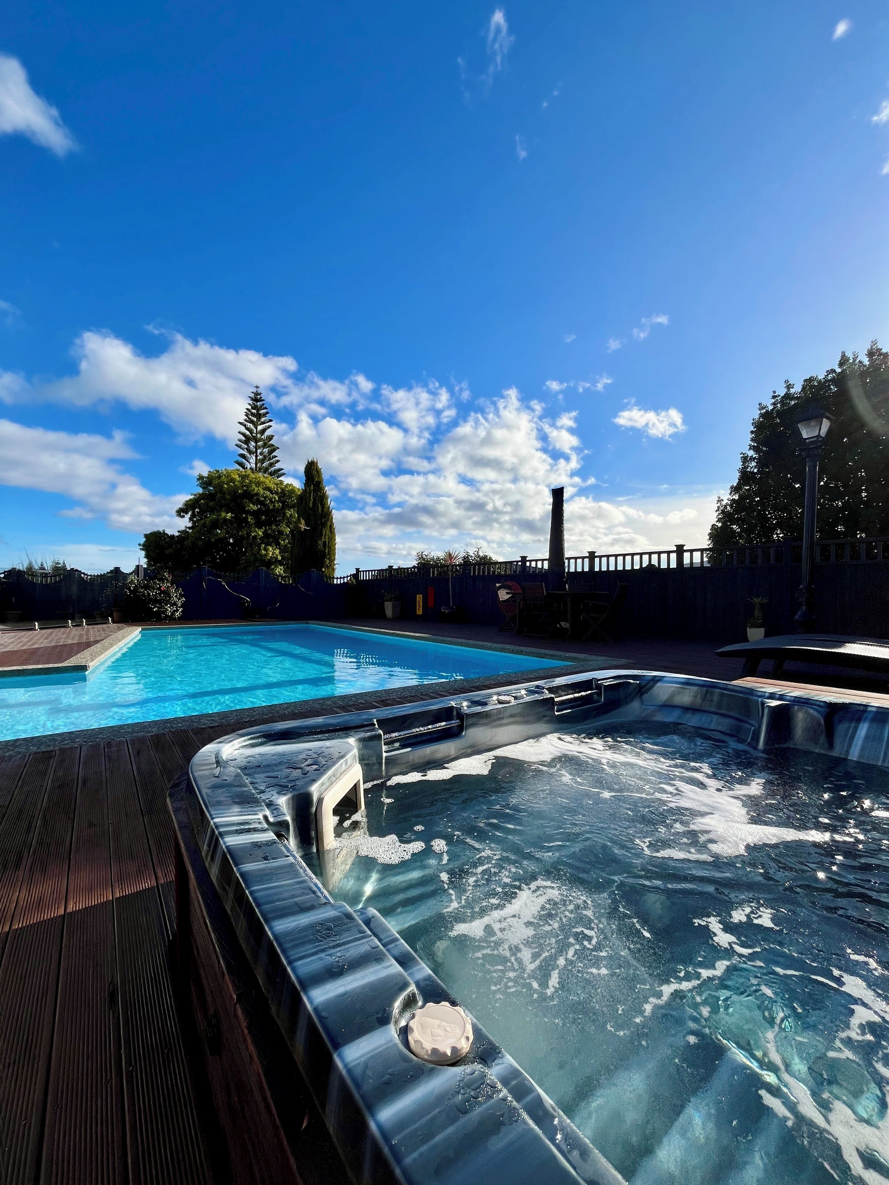 Outdoor pool, pool loungers