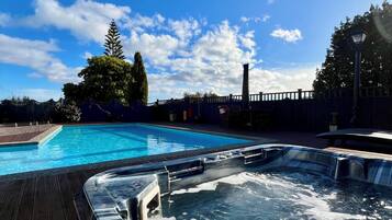 Outdoor pool, pool loungers