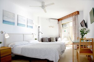 Studio (2 Adults & 1 Child) | Desk, laptop workspace, iron/ironing board, free cribs/infant beds