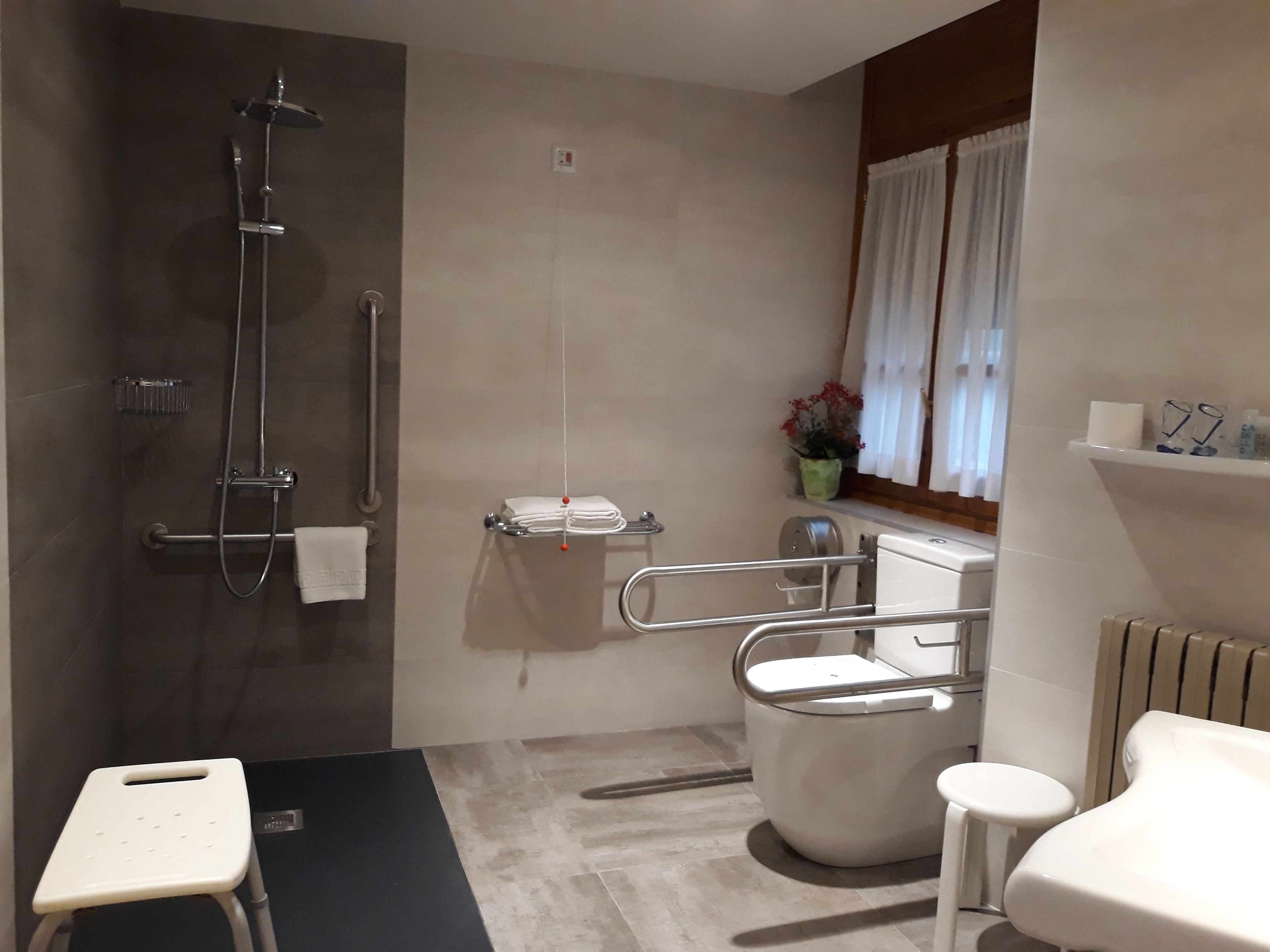 combined shower/bathtub, free toiletries, hair dryer, towels