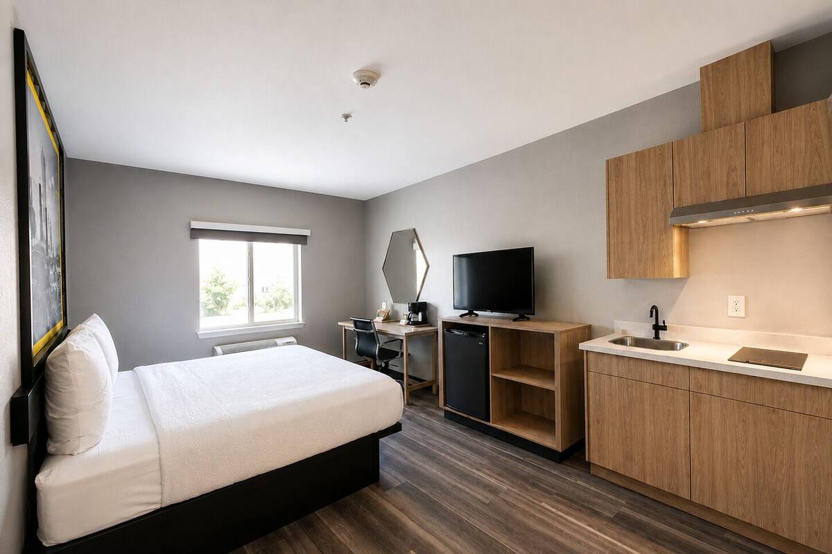Suite Studio Deluxe, 1 très grand lit, non-fumeurs | Bureau, rideaux occultants, chambres insonorisées