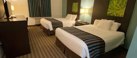 Desk, blackout drapes, soundproofing, iron/ironing board