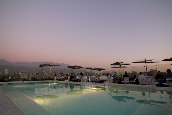 Indoor pool, outdoor pool, open 11 AM to 6 PM, pool loungers