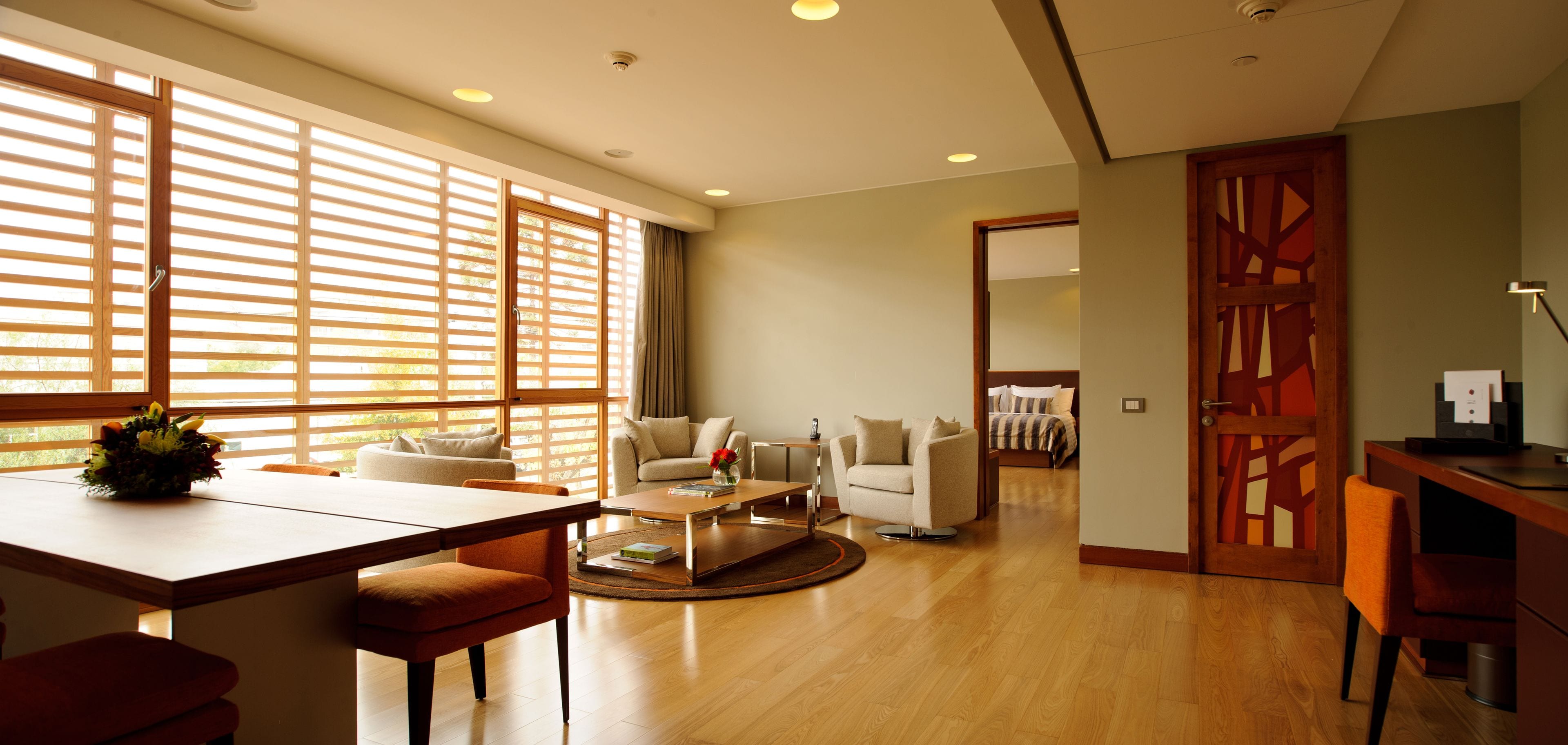 noi suite king room | egyptian cotton sheets, premium bedding, select comfort beds, minibar