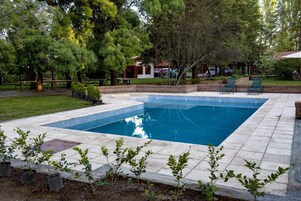 Indoor pool, outdoor pool, open 9:00 AM to 10:00 PM, sun loungers