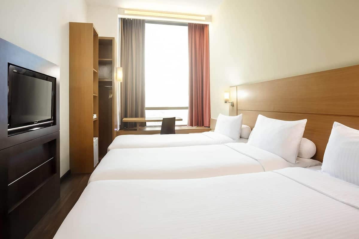 In-room safe, desk, laptop workspace, blackout curtains