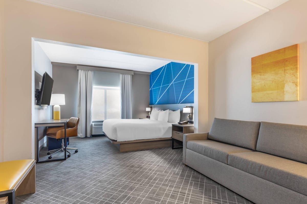 standard room, 1 king bed, non smoking | in-room safe, desk, laptop workspace, iron/ironing board