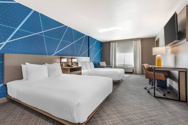 Room, 2 Queen Beds, Accessible, Non Smoking | In-room safe, desk, laptop workspace, iron/ironing board