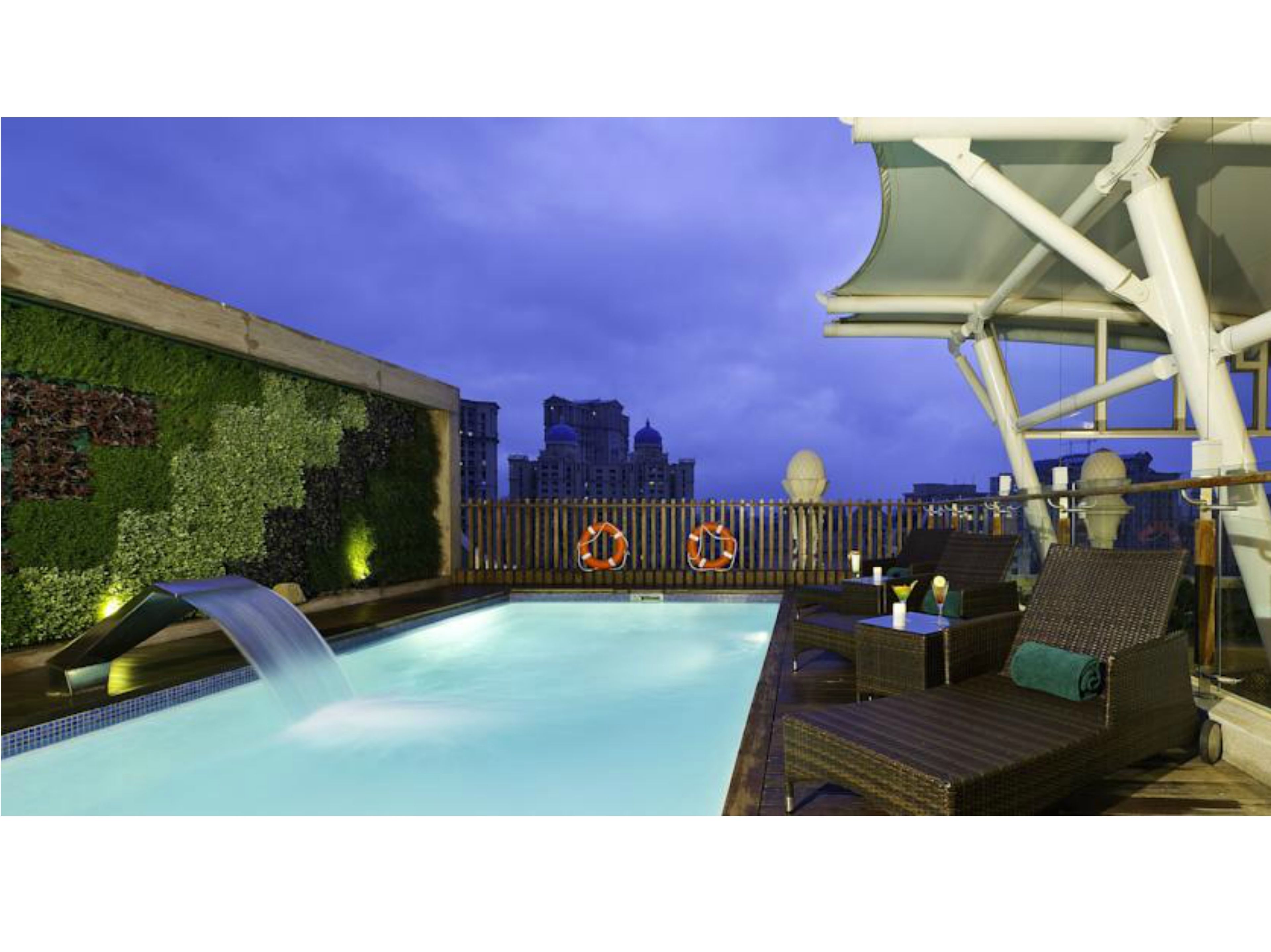 outdoor pool, pool loungers