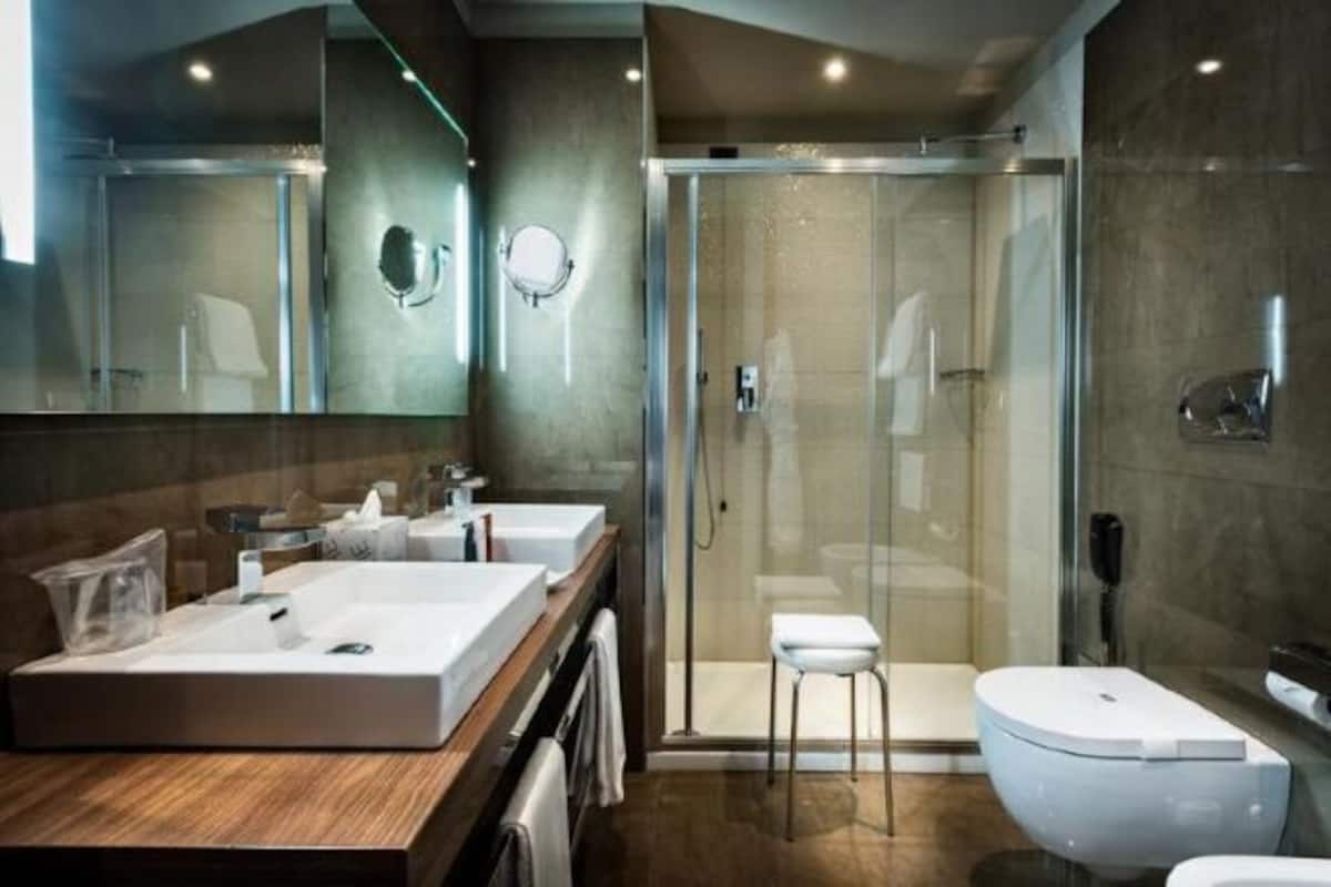 Bathroom | Shower, free toiletries, hair dryer, bathrobes
