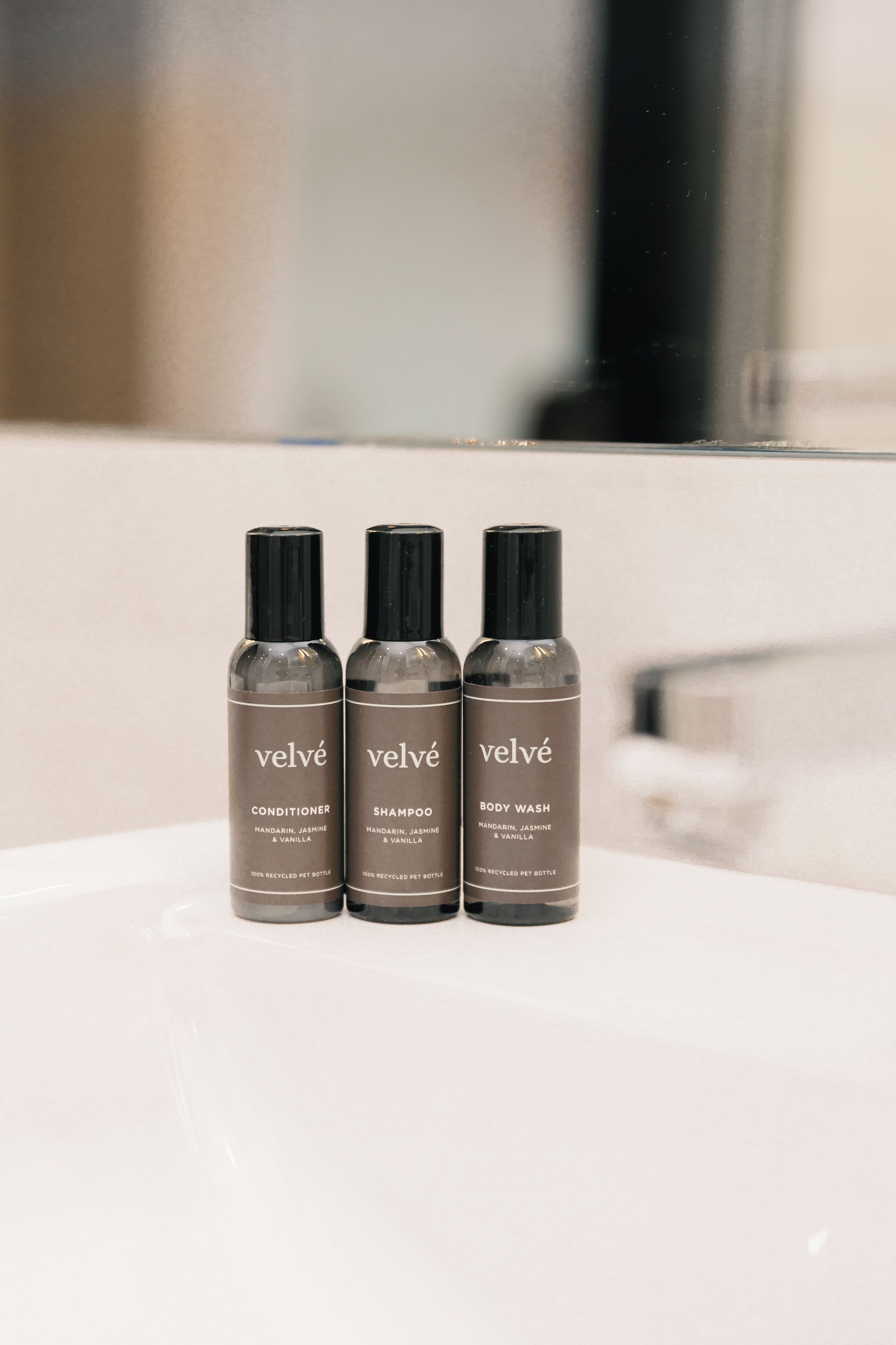 free toiletries, hair dryer, towels