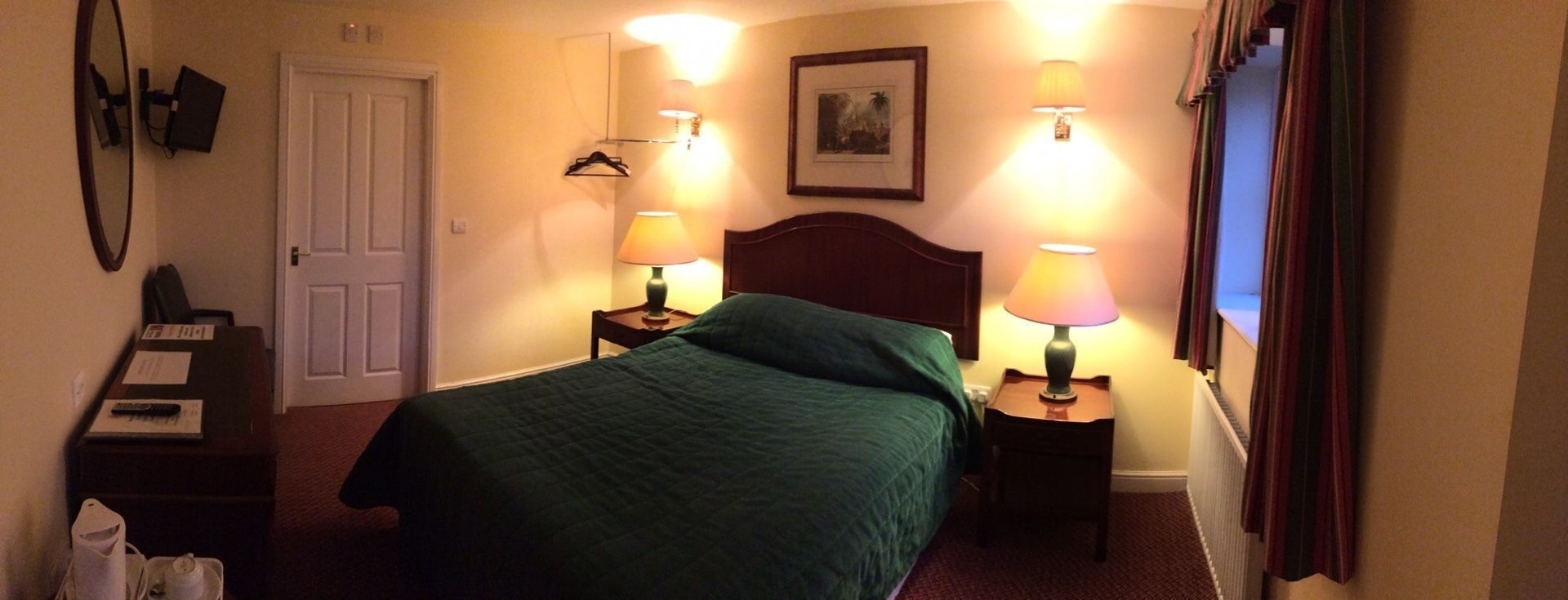 1 bedroom, desk, iron/ironing board, bed sheets