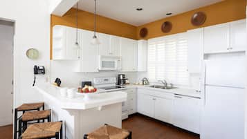 Full-sized fridge, microwave, oven, stovetop