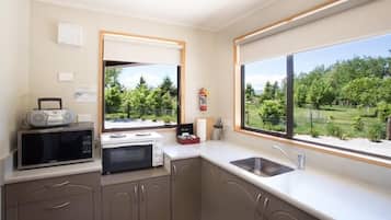 Fridge, microwave, coffee/tea maker