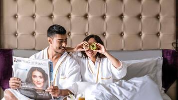 Premium bedding, down comforters, minibar, in-room safe