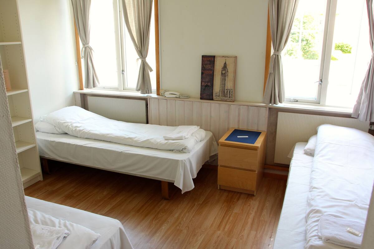 Habitación triple, baño compartido | Muebles diferentes, cortinas blackout, wifi gratis y ropa de cama