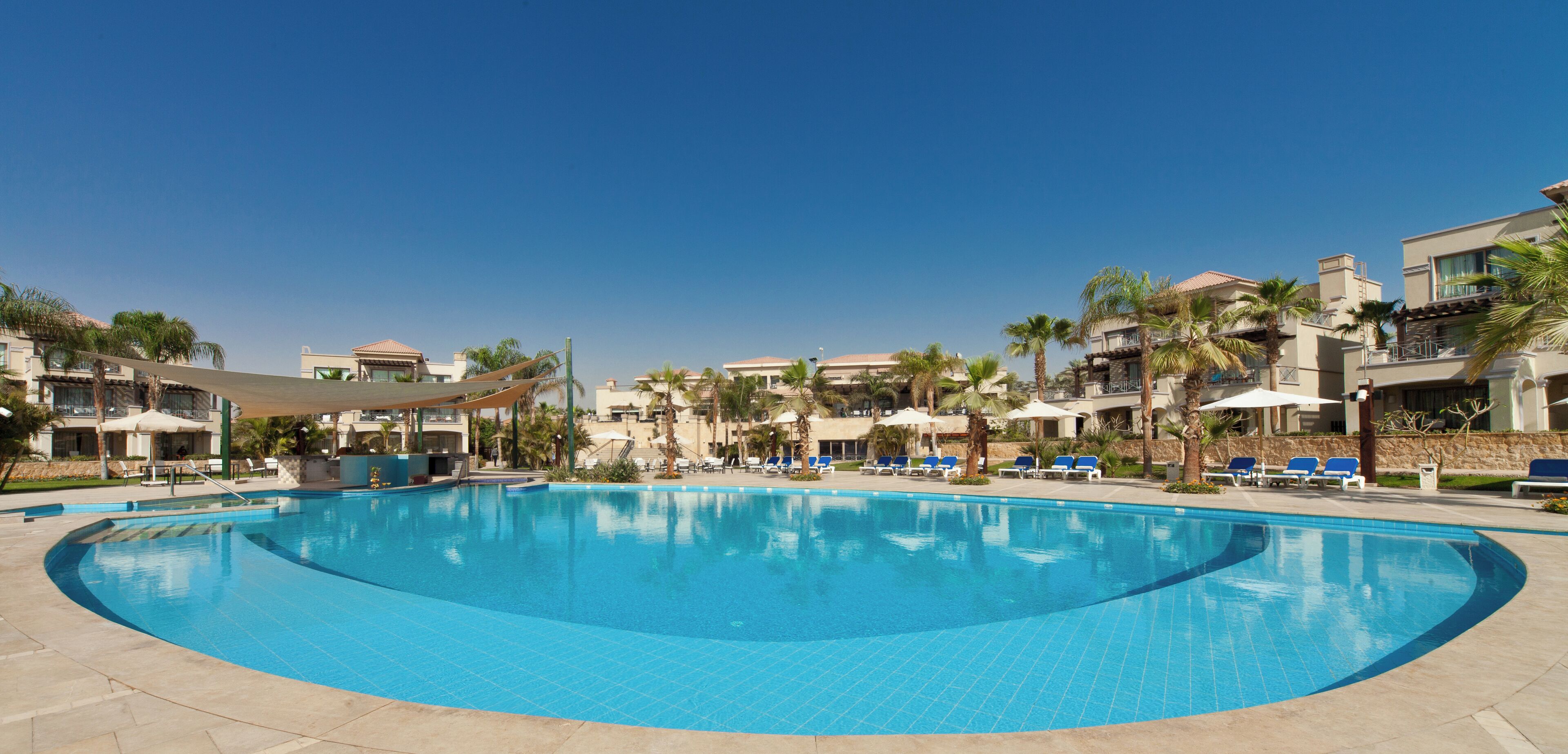 outdoor pool, pool loungers