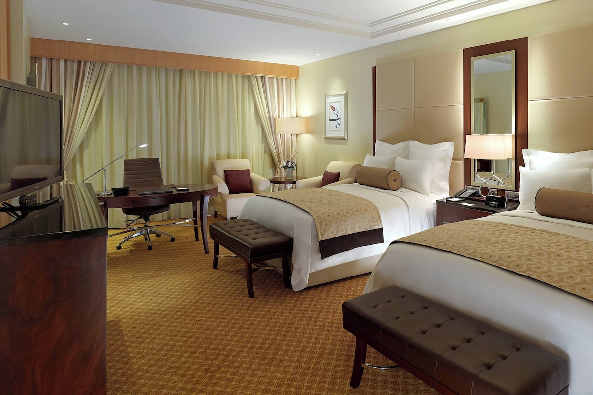 Deluxe Room, 2 Double Beds, City View | Premium bedding, minibar, in-room safe, desk