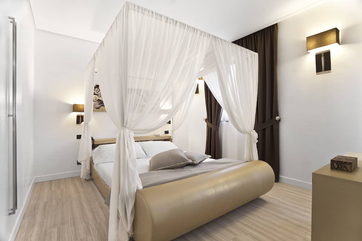 1 slaapkamer, luxe beddengoed, donzen dekbedden, een minibar