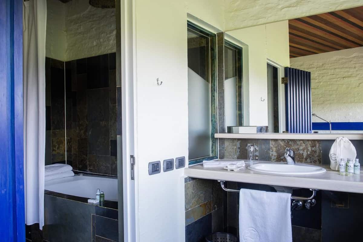 combined shower/bathtub, jetted bath, rainfall showerhead