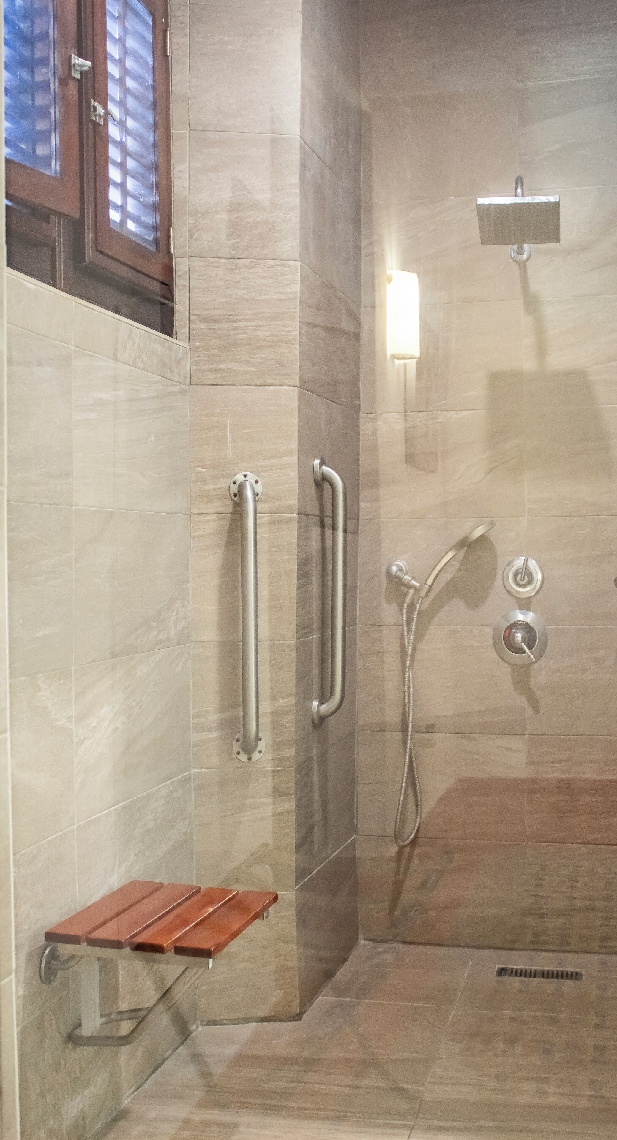 superior room | bathroom | shower, rainfall showerhead, free toiletries, hair dryer