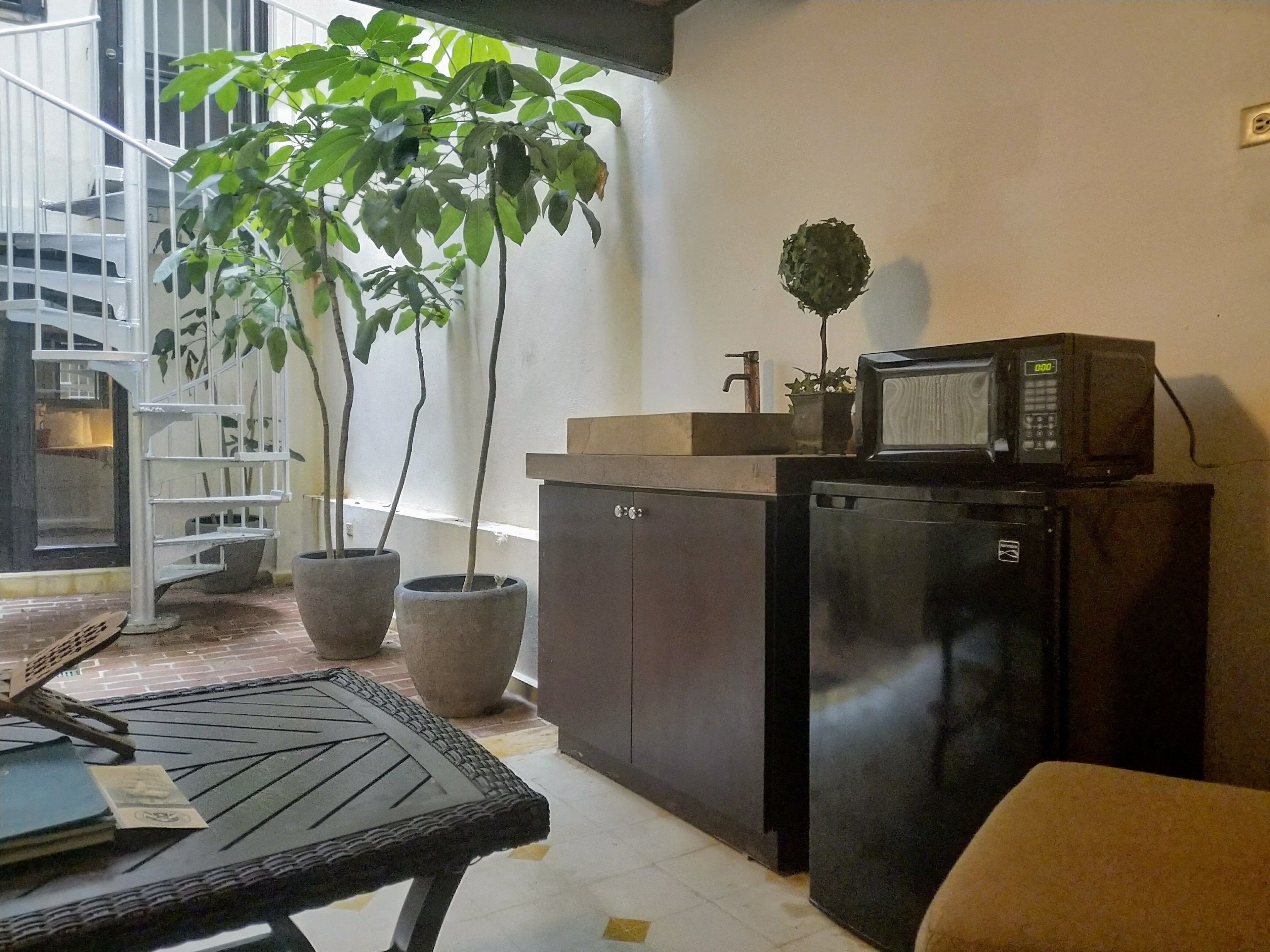 family room | bathroom | shower, rainfall showerhead, free toiletries, hair dryer