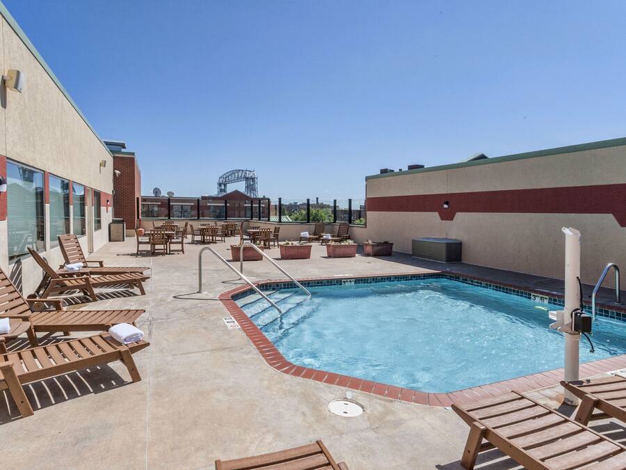 Indoor pool, outdoor pool, sun loungers
